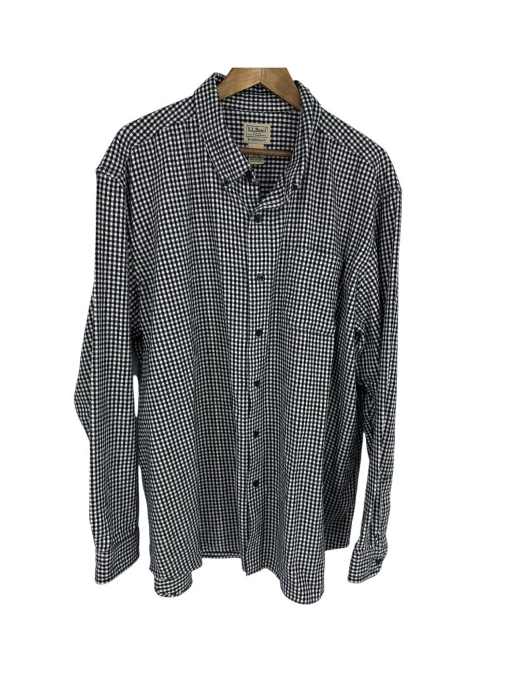 L.L. Bean Men's Black & White Gingham Button-Down Traditional Fit Shirt Size XXL